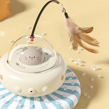 Smart Elektrisk Kattleksak – UFO Teaser Stick med Bjällra