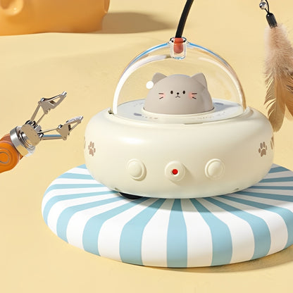 Smart Elektrisk Kattleksak – UFO Teaser Stick med Bjällra