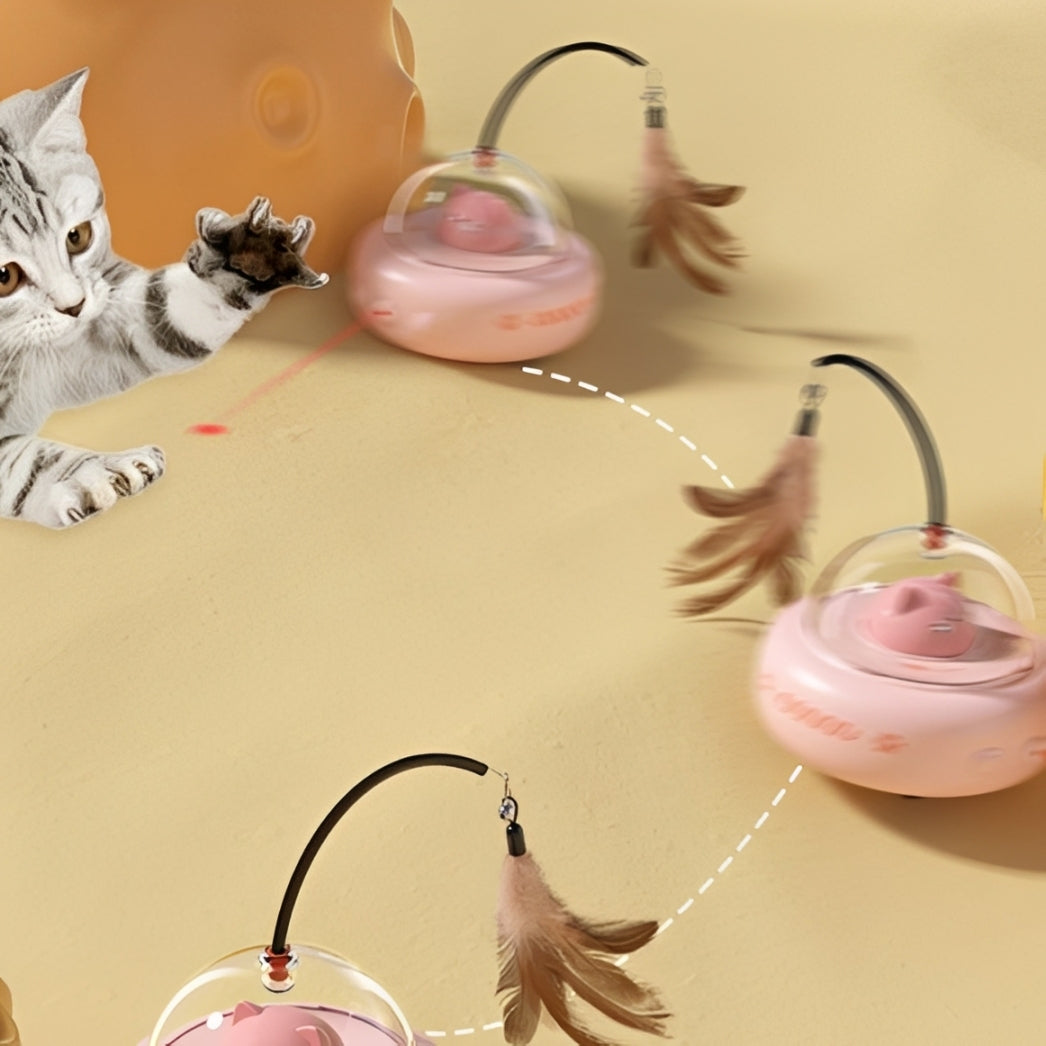 Smart Elektrisk Kattleksak – UFO Teaser Stick med Bjällra