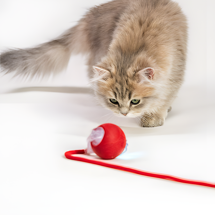 Interaktiv Kattleksak – Självrörlig Boll och Stimulerande Pinne