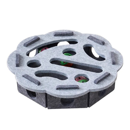 Interaktiv Kattpusselleksak – Filtkorg med Labyrint och Boll